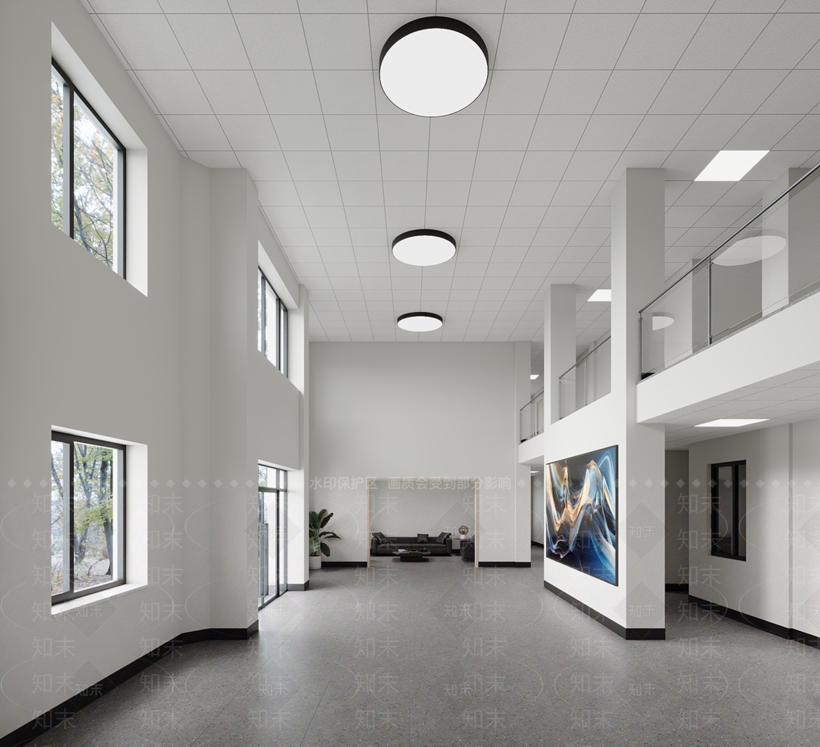 现代办公大厅3D模型下载【ID:1179136680】