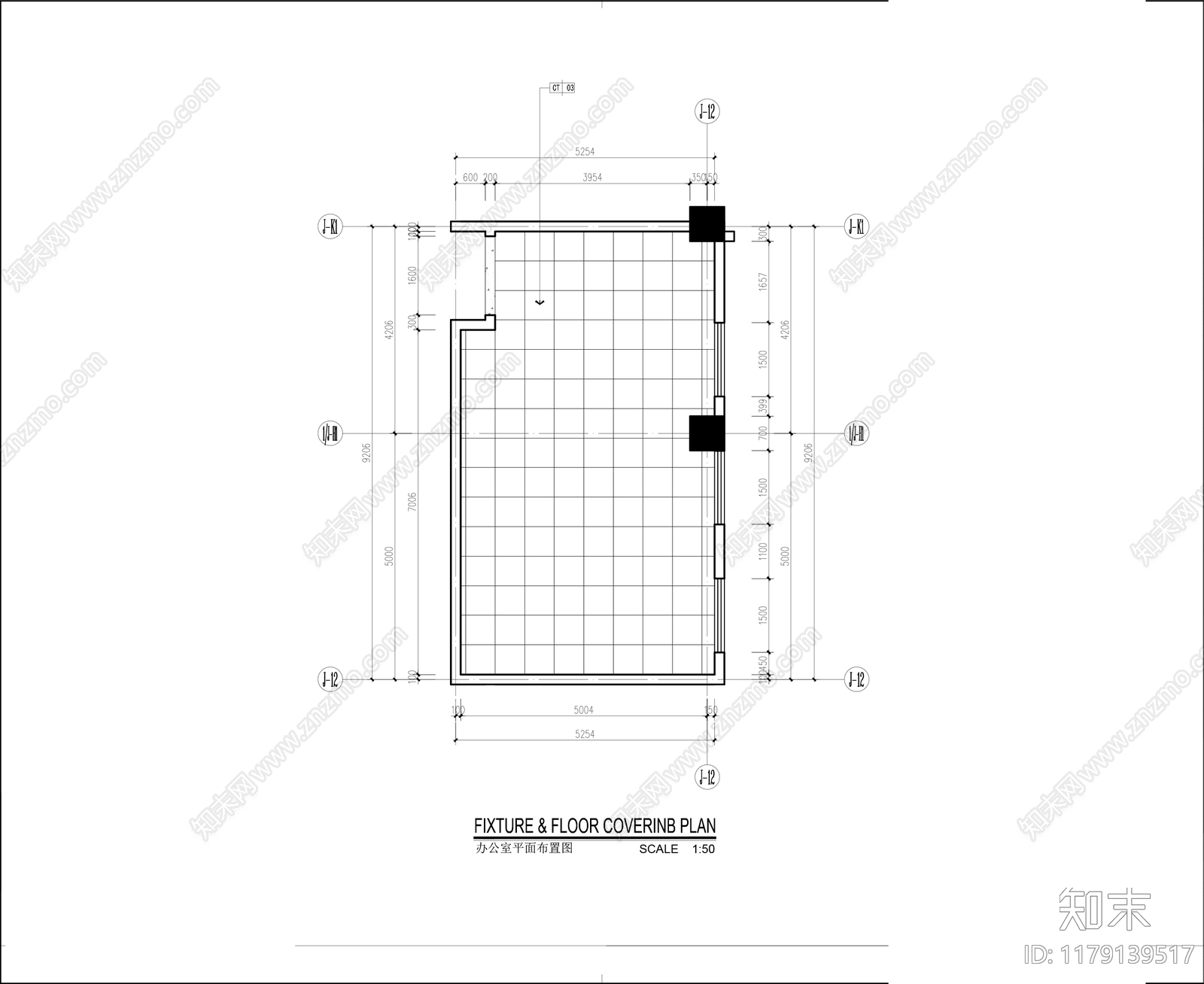 现代独立办公室施工图下载【ID:1179139517】