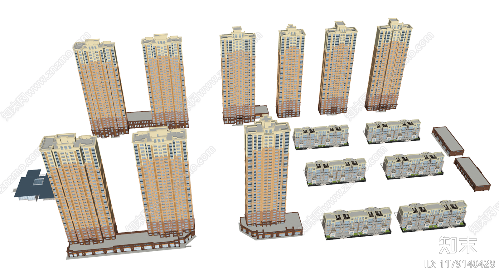 现代小区建筑SU模型下载【ID:1179140428】