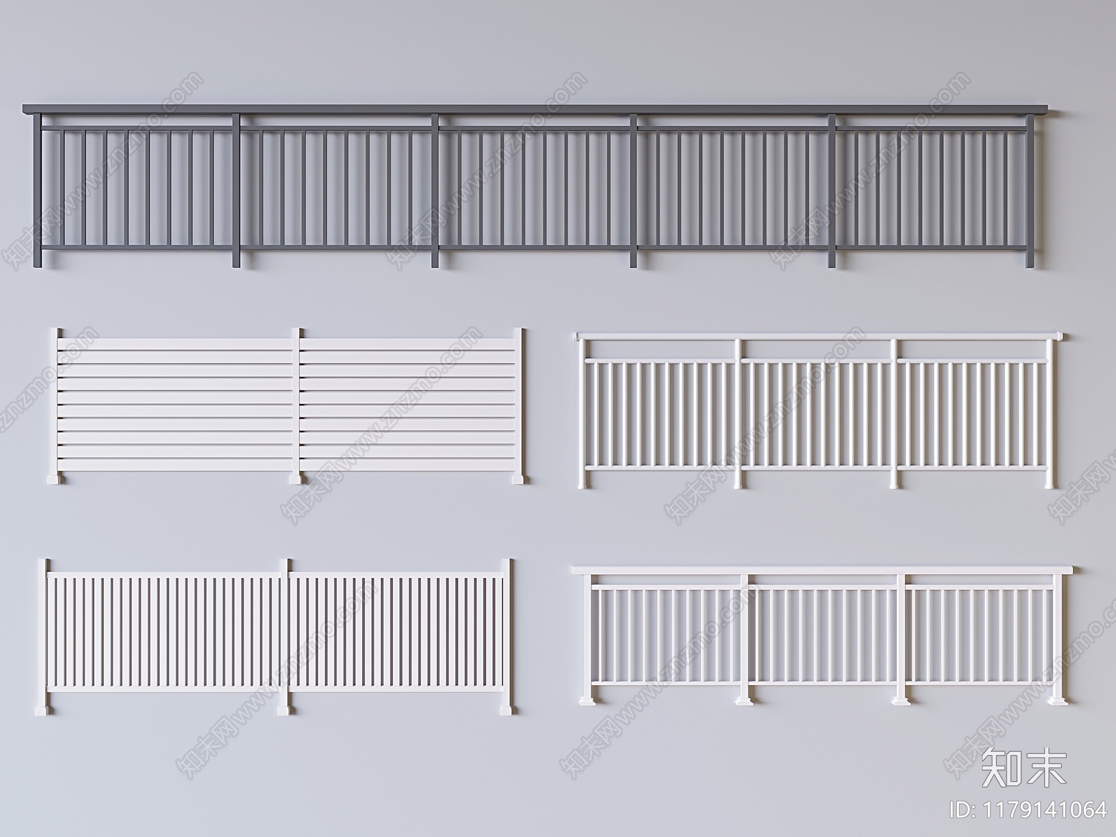 现代奶油栏杆3D模型下载【ID:1179141064】