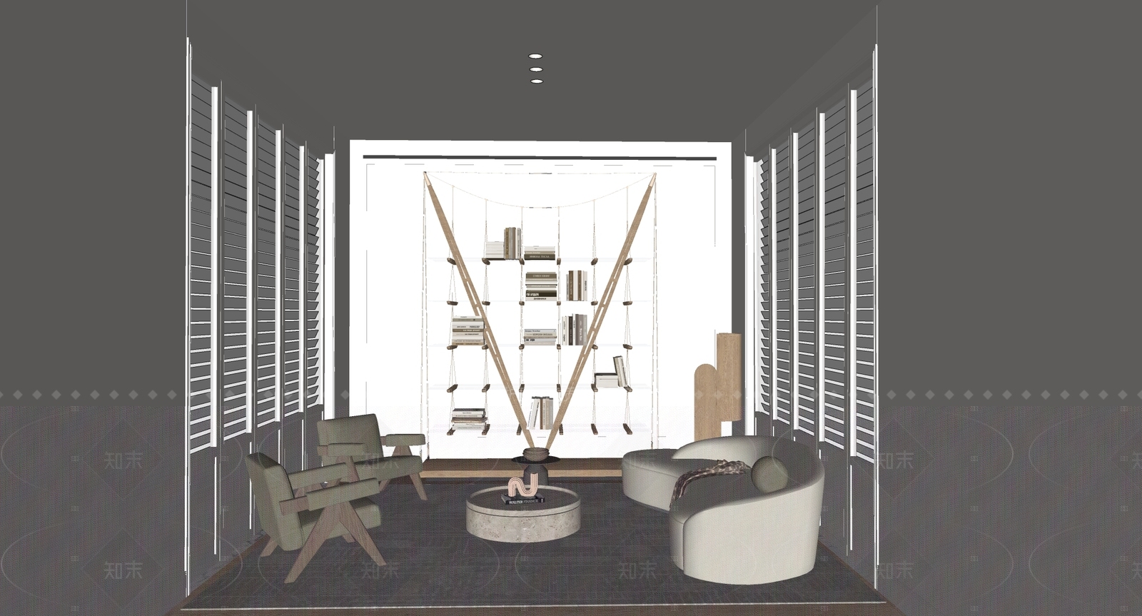 现代家居客厅SU模型下载【ID:1215992650】
