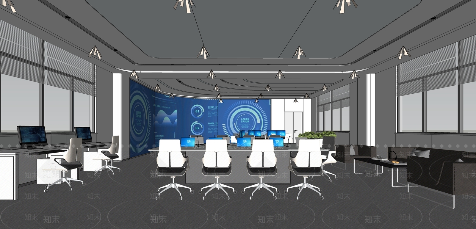 现代监控室SU模型下载【ID:1179148180】