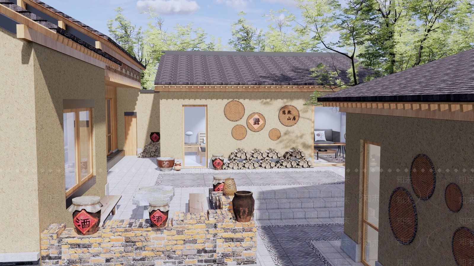 现代乡村庭院SU模型下载【ID:1179159387】
