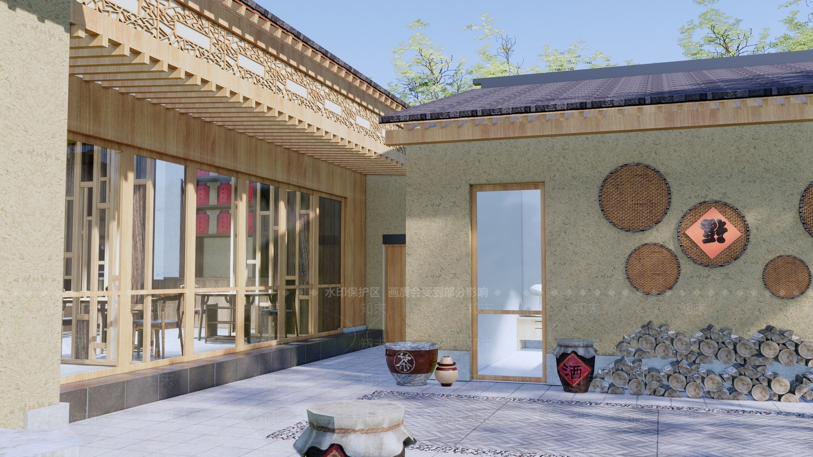 现代乡村庭院SU模型下载【ID:1179159387】