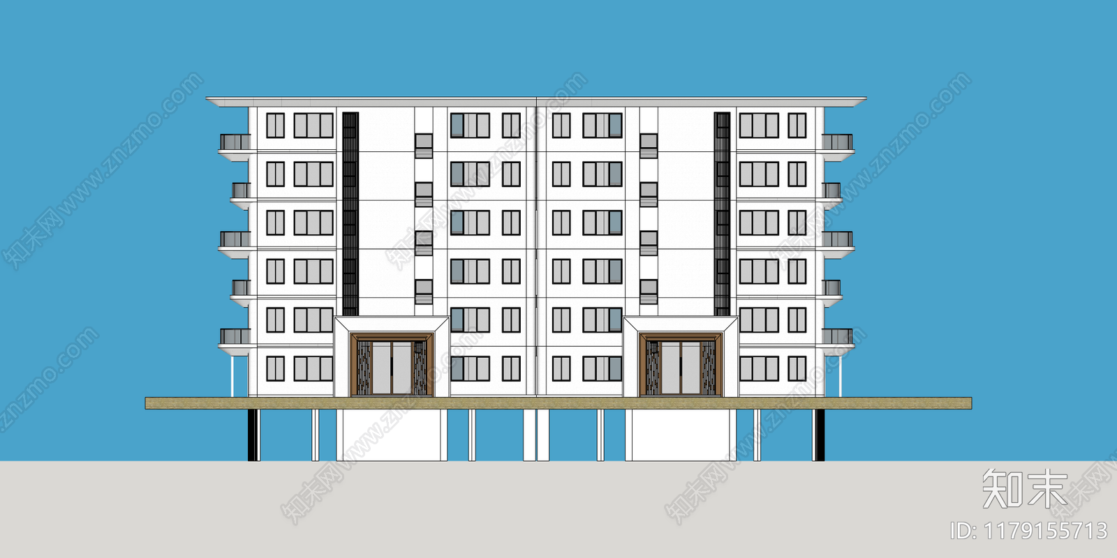 现代多层住宅SU模型下载【ID:1179155713】