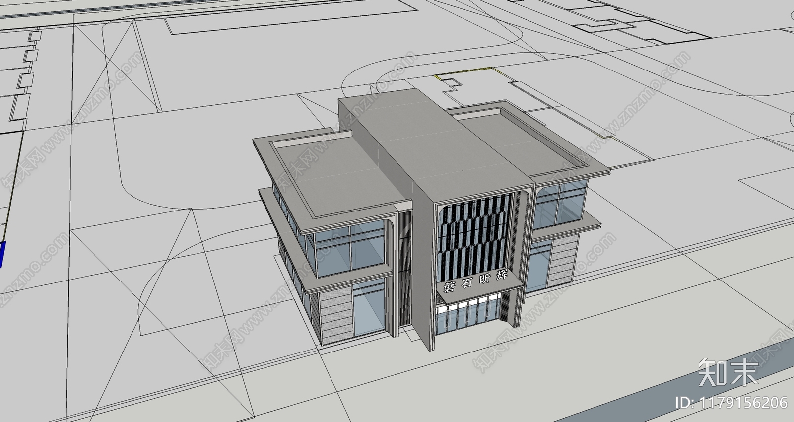 现代法式售楼处建筑SU模型下载【ID:1179156206】