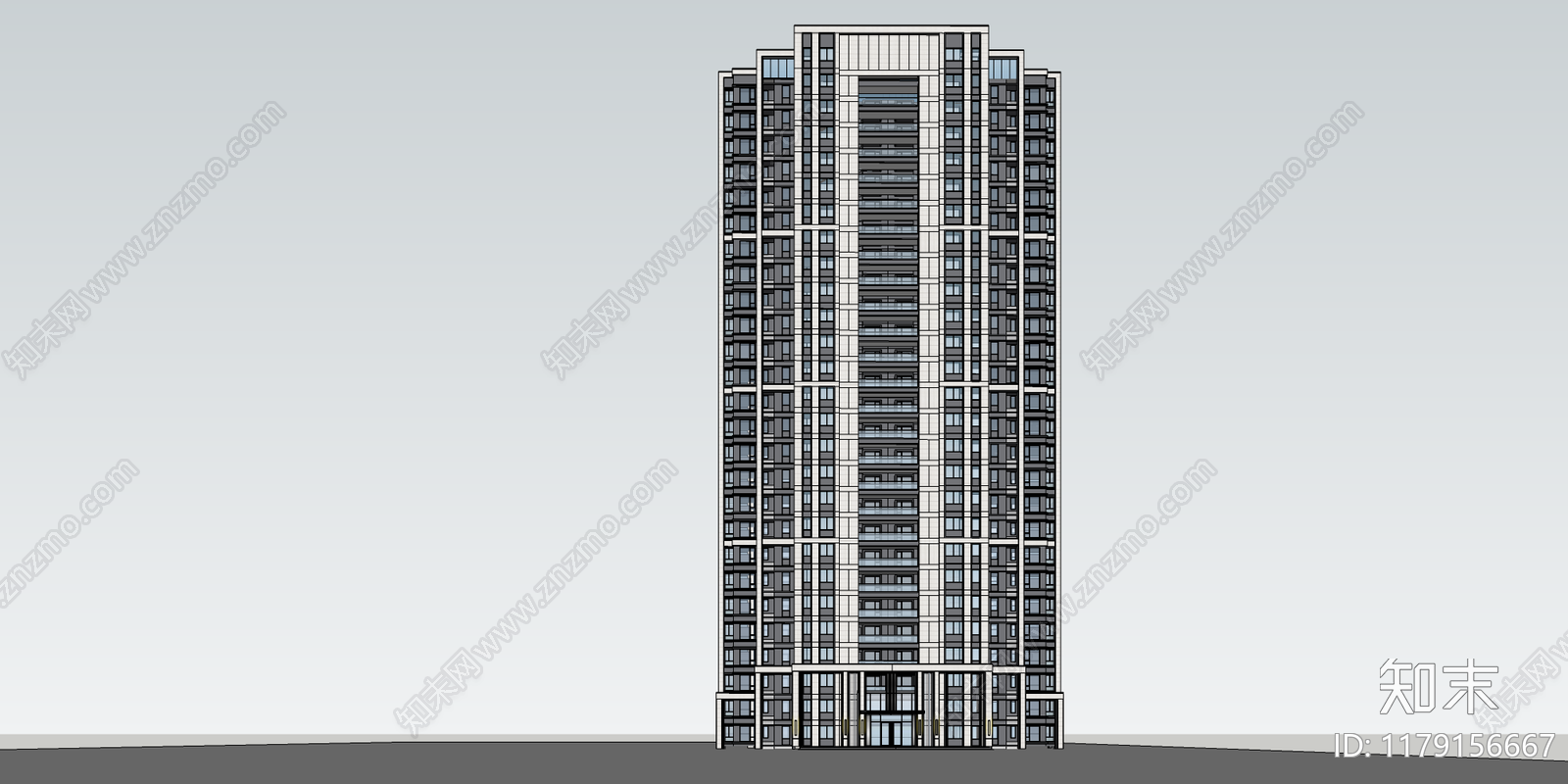 现代高层住宅SU模型下载【ID:1179156667】