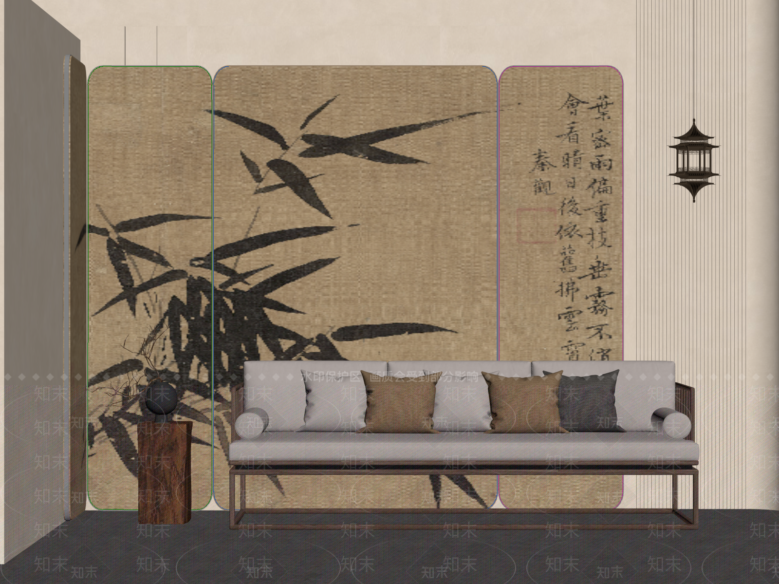 新中式屏风SU模型下载【ID:1179160575】
