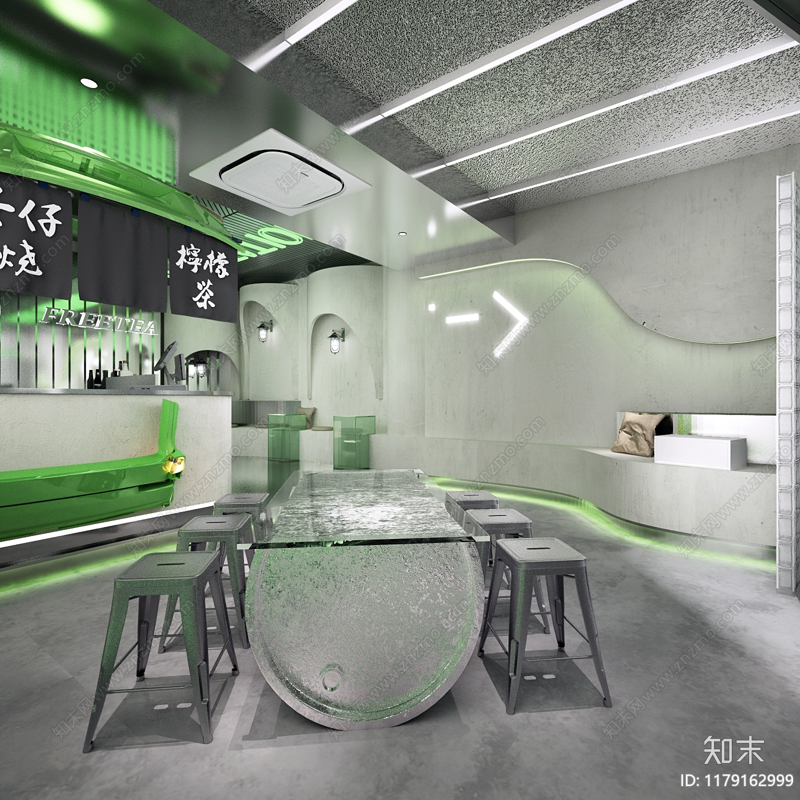 工业现代奶茶店3D模型下载【ID:1179162999】