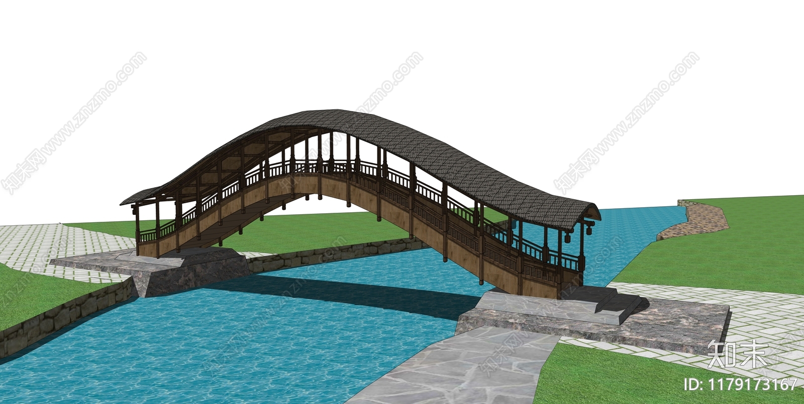新中式景观桥SU模型下载【ID:1179173167】