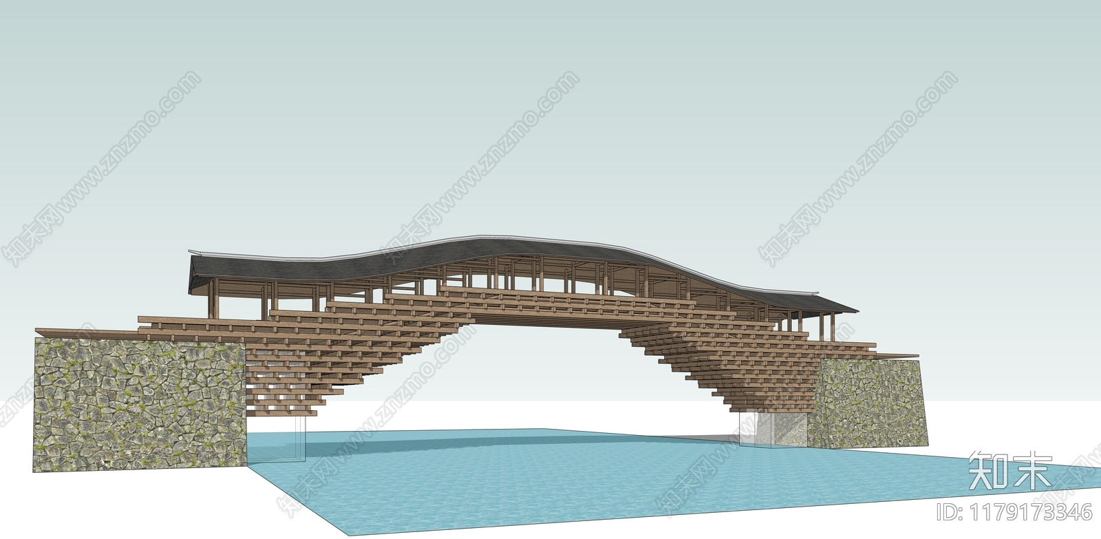 新中式景观桥SU模型下载【ID:1179173346】