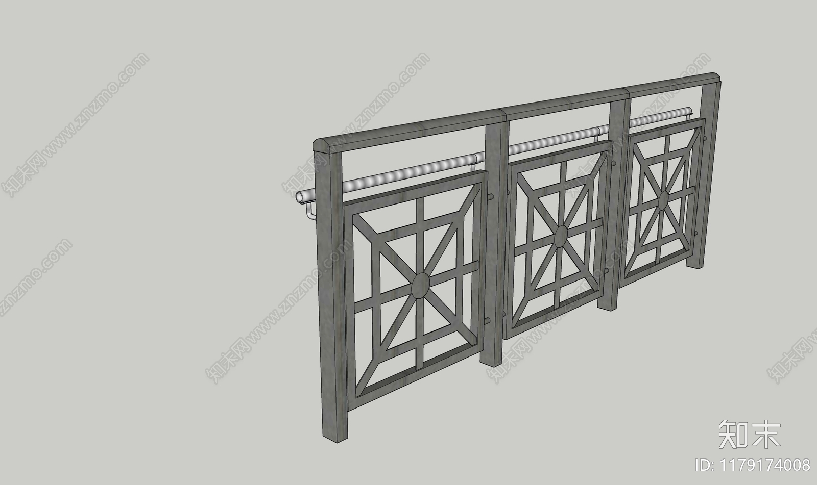 现代围栏护栏SU模型下载【ID:1179174008】