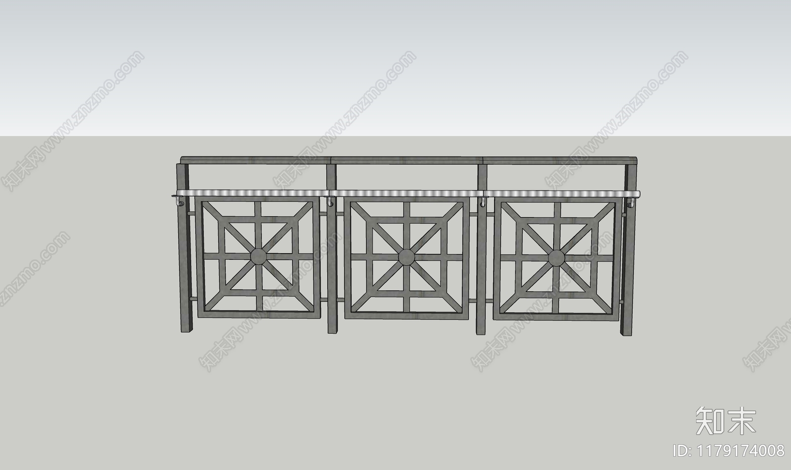 现代围栏护栏SU模型下载【ID:1179174008】