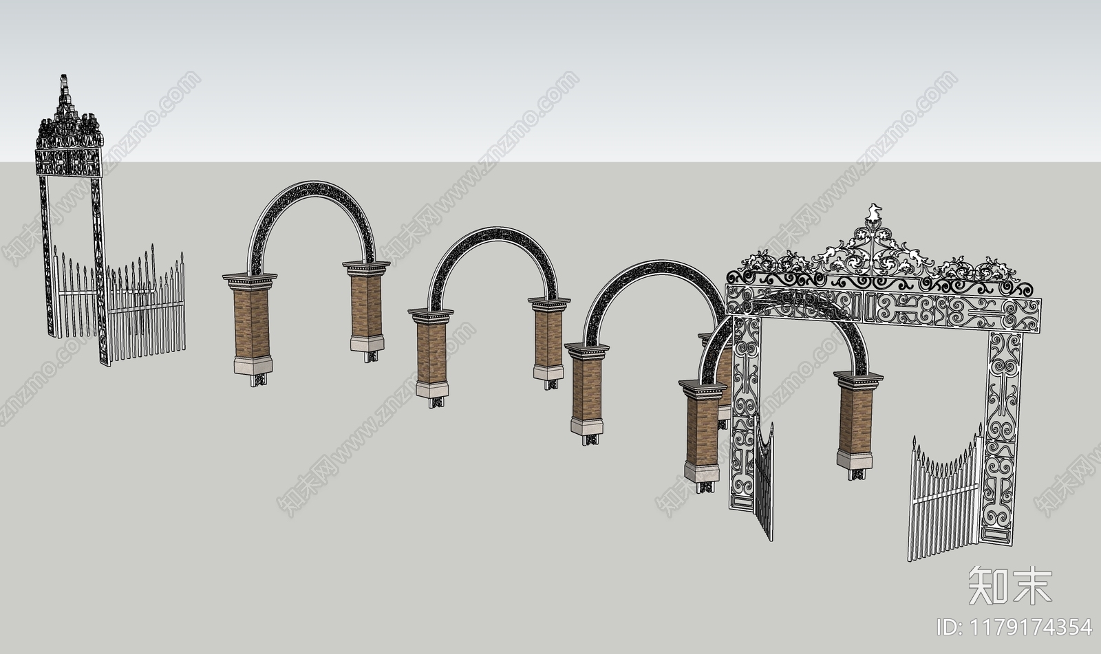 现代栅栏SU模型下载【ID:1179174354】