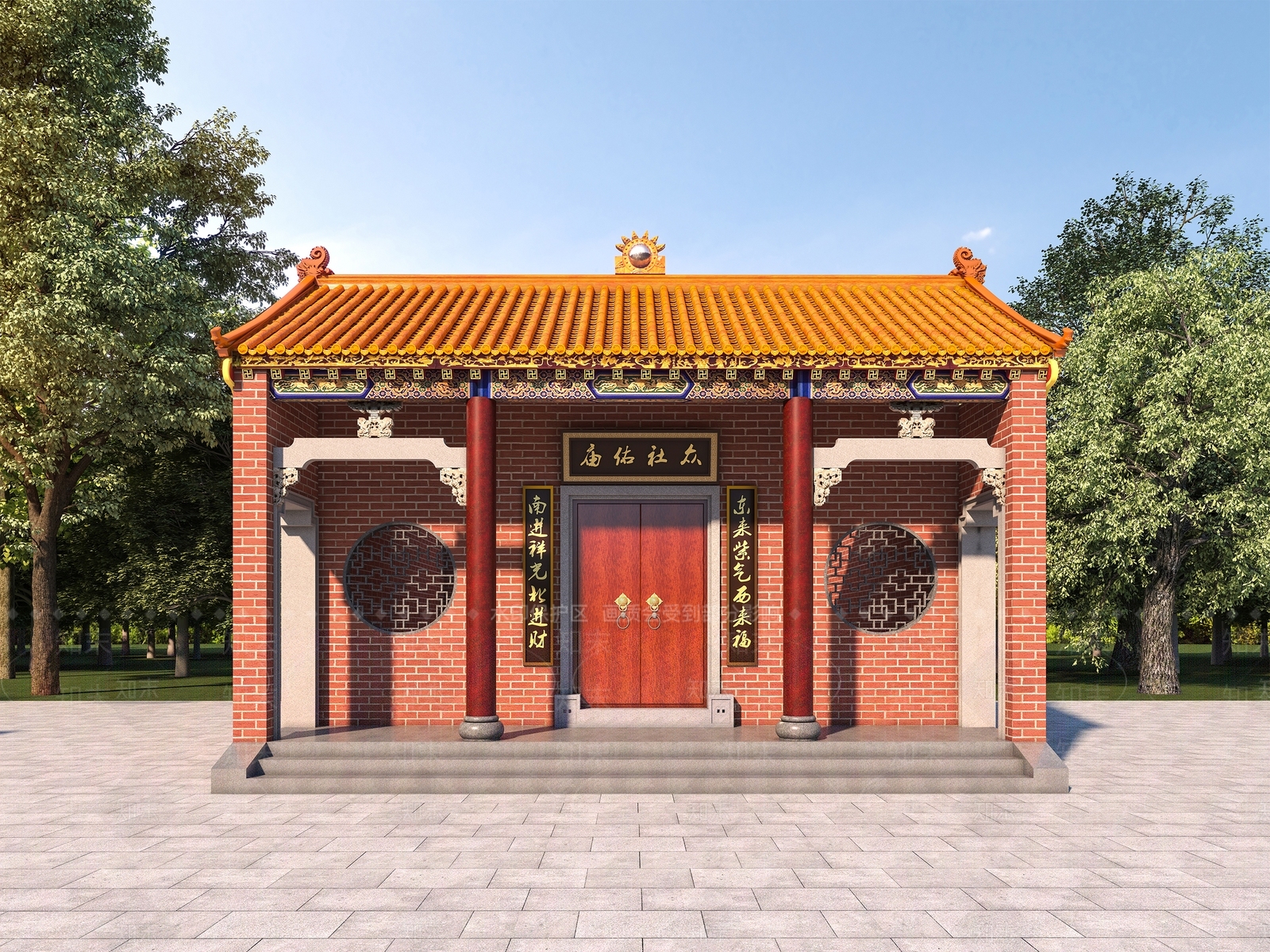 中式寺庙建筑SU模型下载【ID:1179183057】