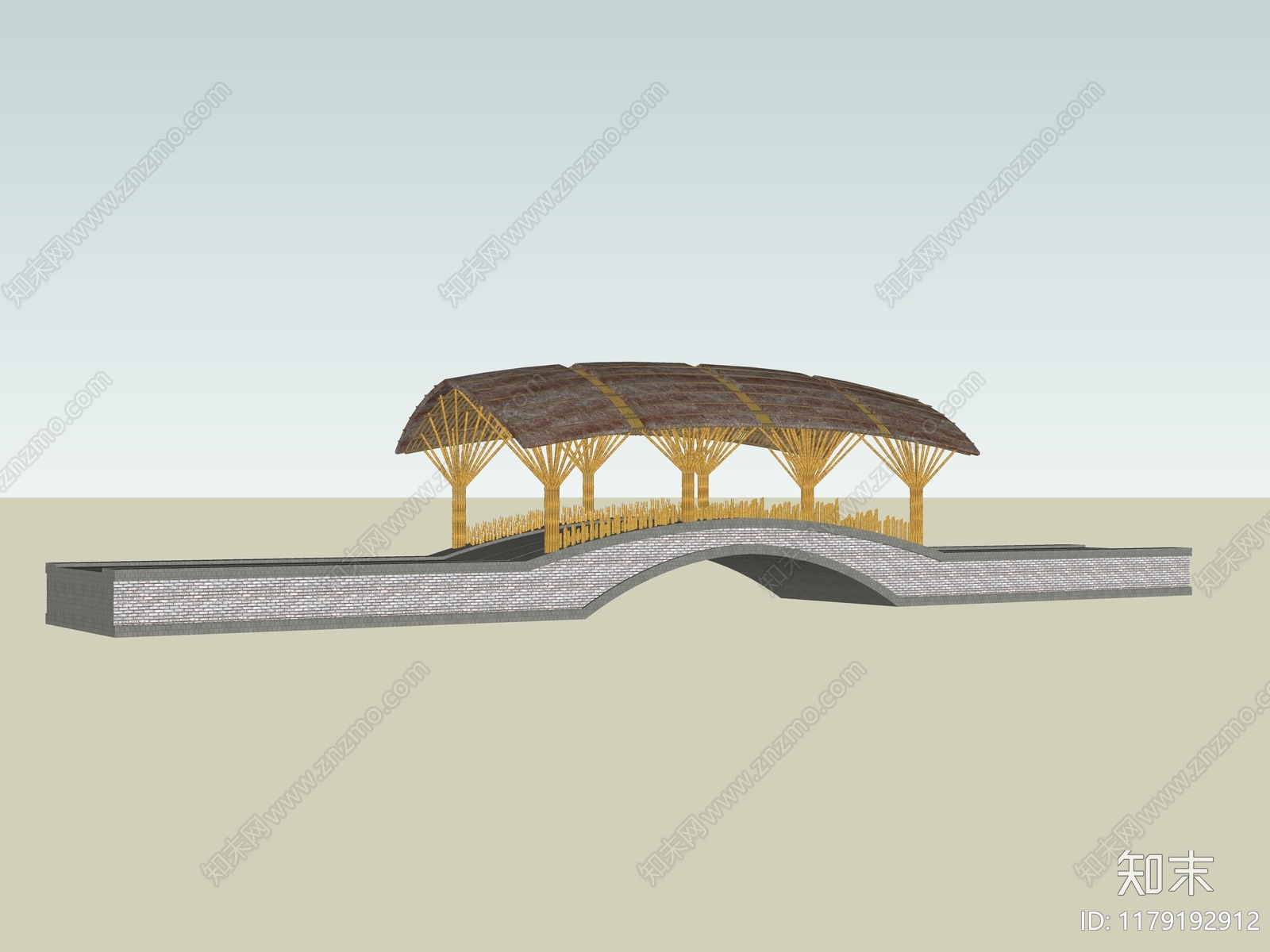 现代原木景观桥SU模型下载【ID:1179192912】