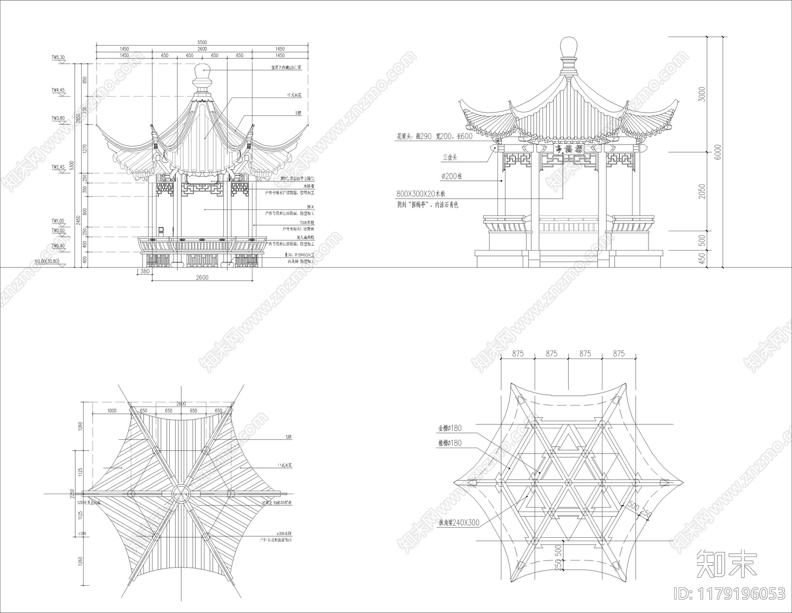 新中式中式亭子图库cad施工图下载【ID:1179196053】