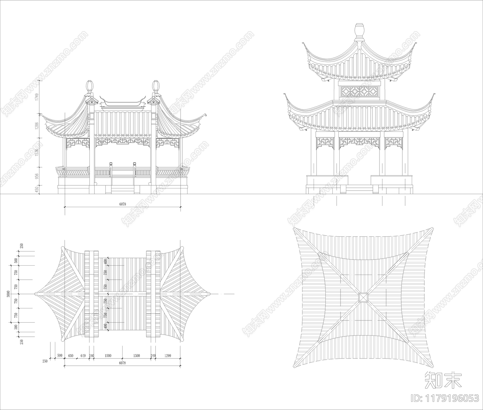 新中式中式亭子图库cad施工图下载【ID:1179196053】