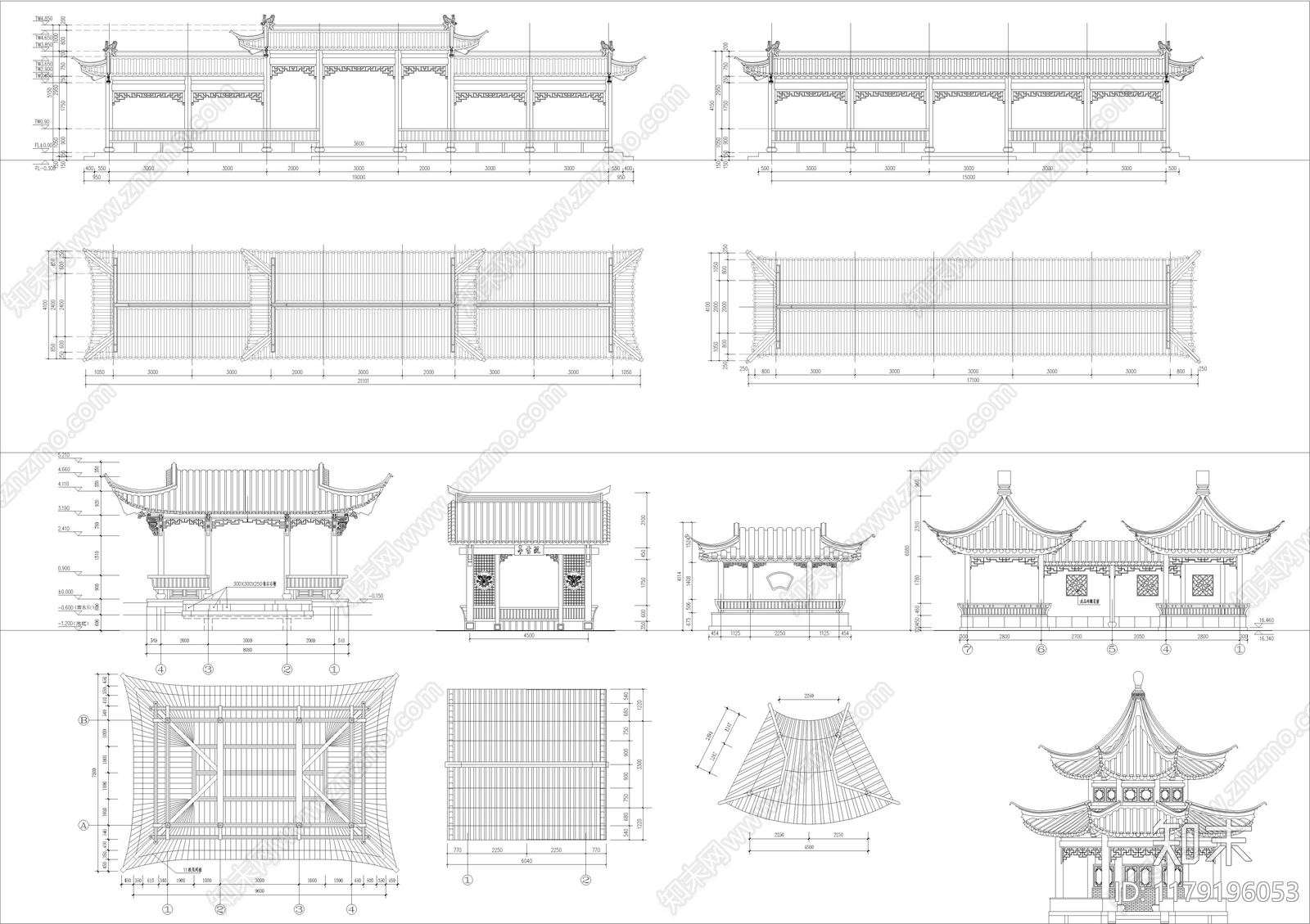 新中式中式亭子图库cad施工图下载【ID:1179196053】
