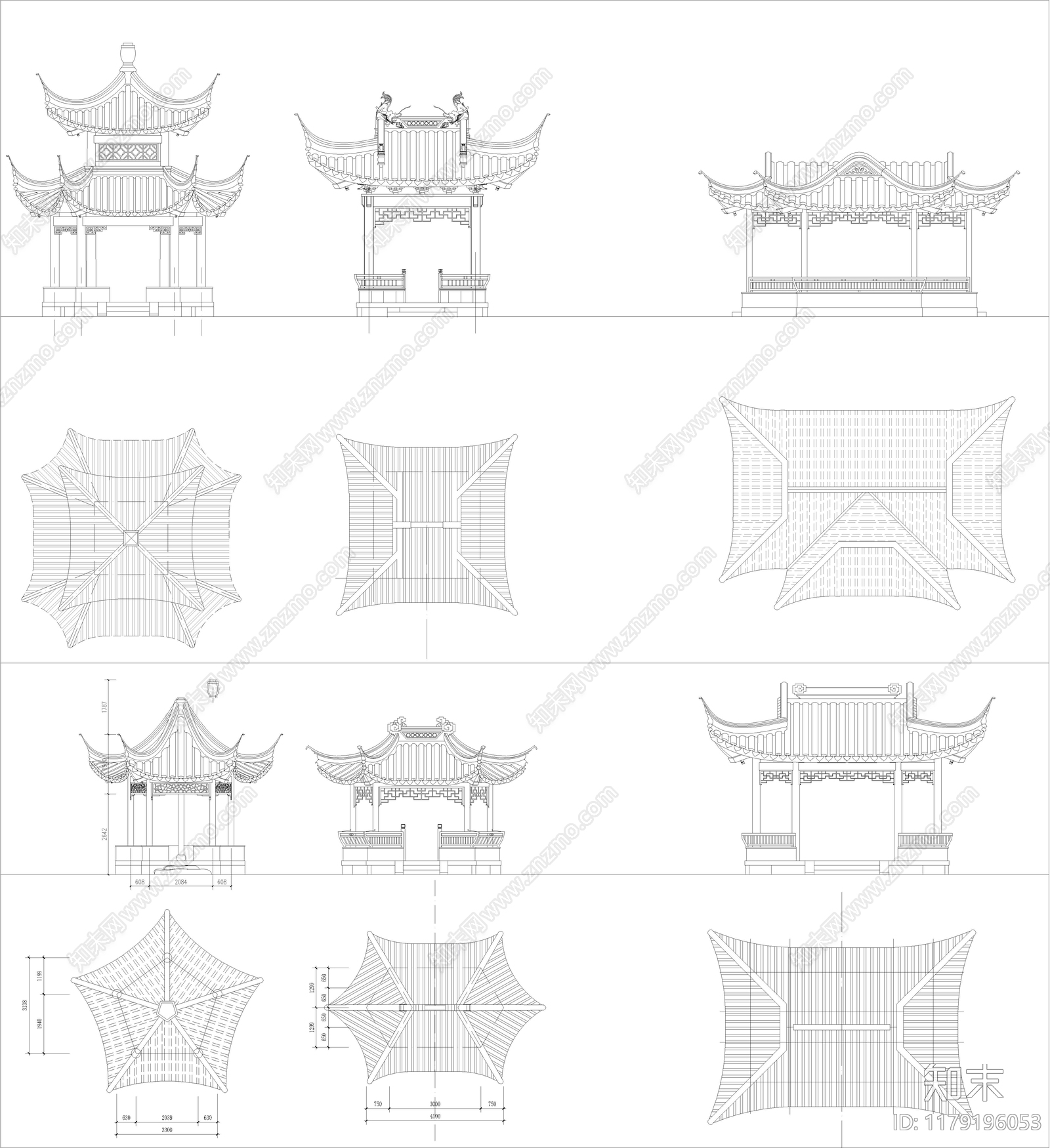 新中式中式亭子图库cad施工图下载【ID:1179196053】