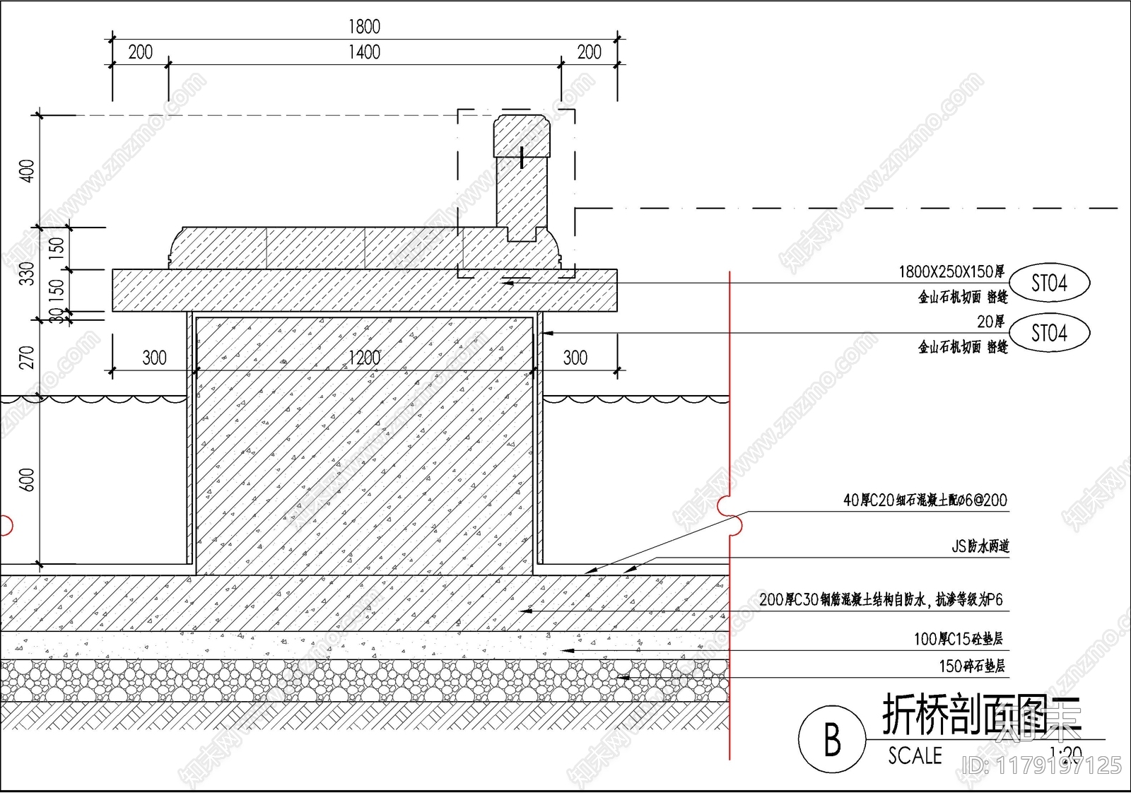 现代新中式景观桥cad施工图下载【ID:1179197125】