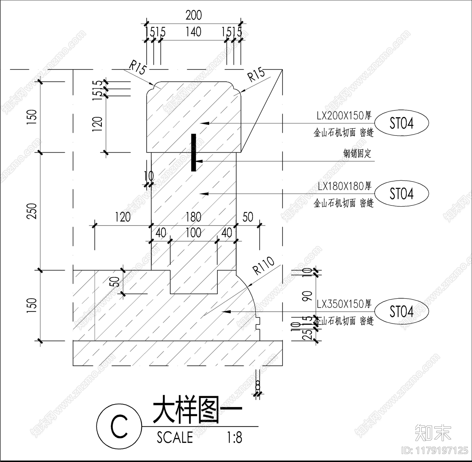 现代新中式景观桥cad施工图下载【ID:1179197125】