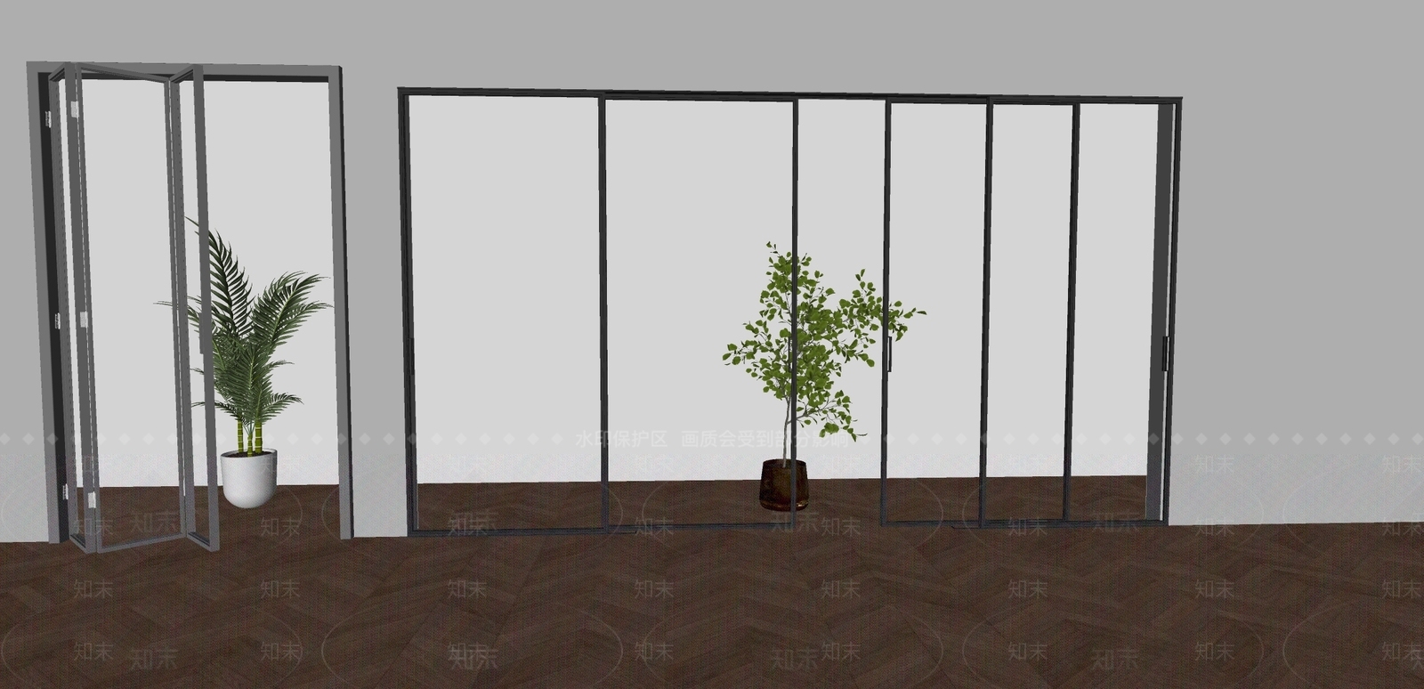 现代推拉门SU模型下载【ID:1179218689】