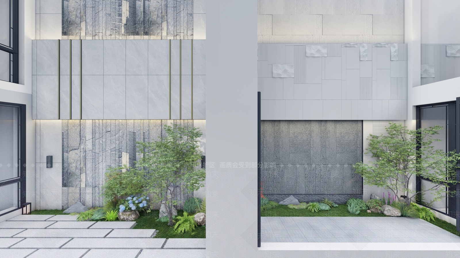 现代新中式别墅庭院SU模型下载【ID:1179220198】