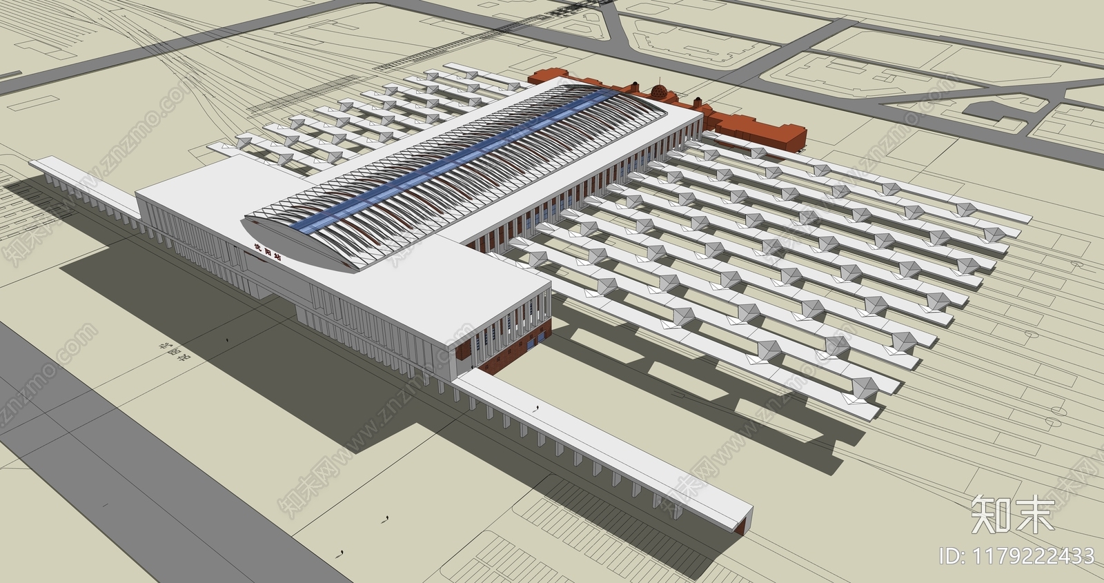 现代火车站SU模型下载【ID:1179222433】
