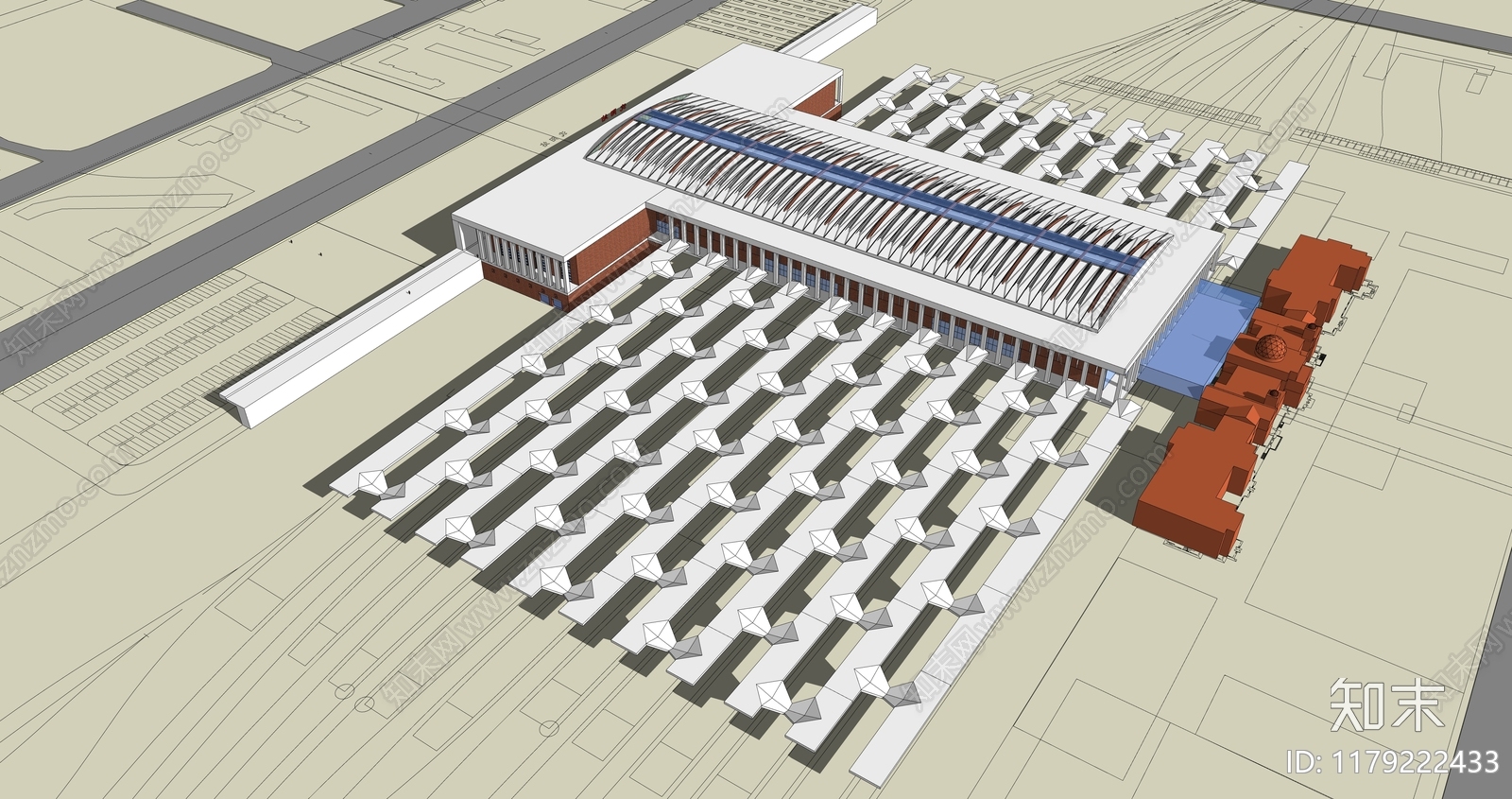 现代火车站SU模型下载【ID:1179222433】