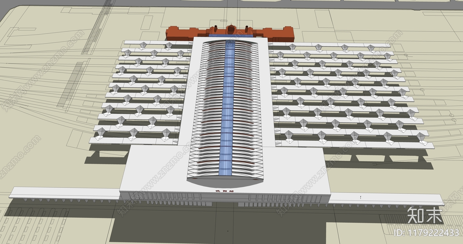 现代火车站SU模型下载【ID:1179222433】