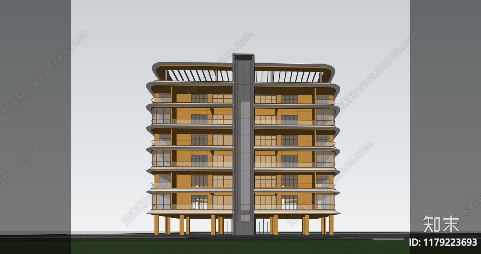 现代新中式多层住宅SU模型下载【ID:1179223693】