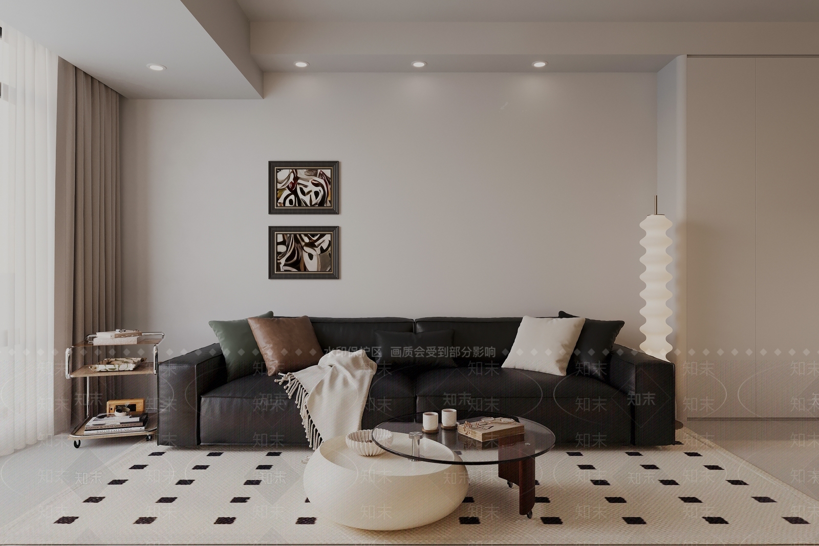现代奶油多人沙发3D模型下载【ID:1179224372】