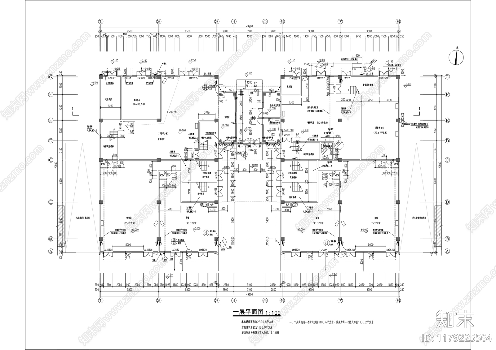 现代商业街cad施工图下载【ID:1179225564】