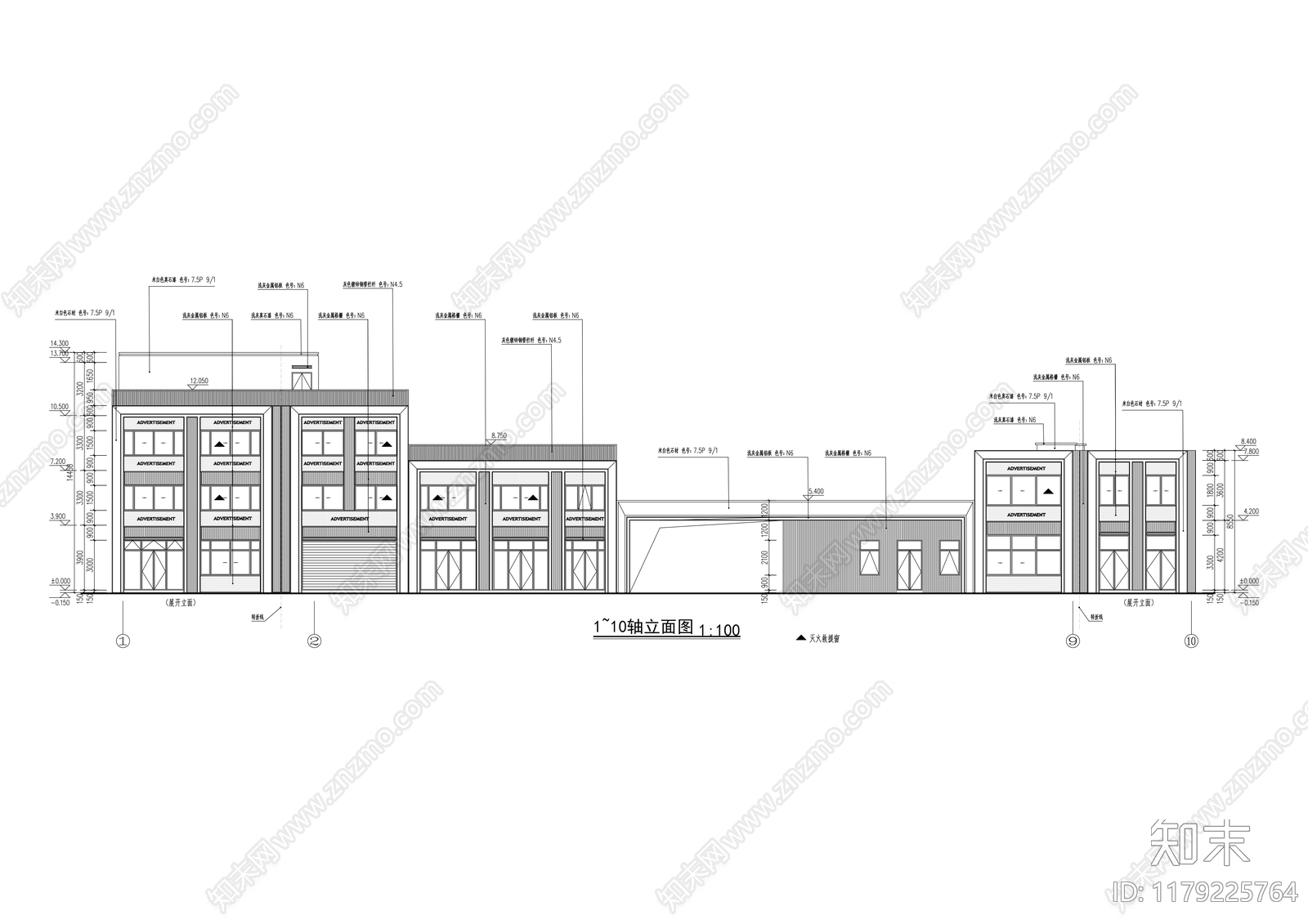 现代商业街cad施工图下载【ID:1179225764】