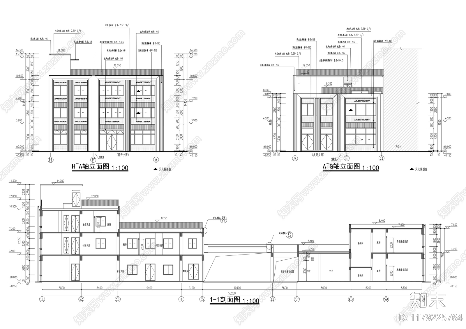 现代商业街cad施工图下载【ID:1179225764】