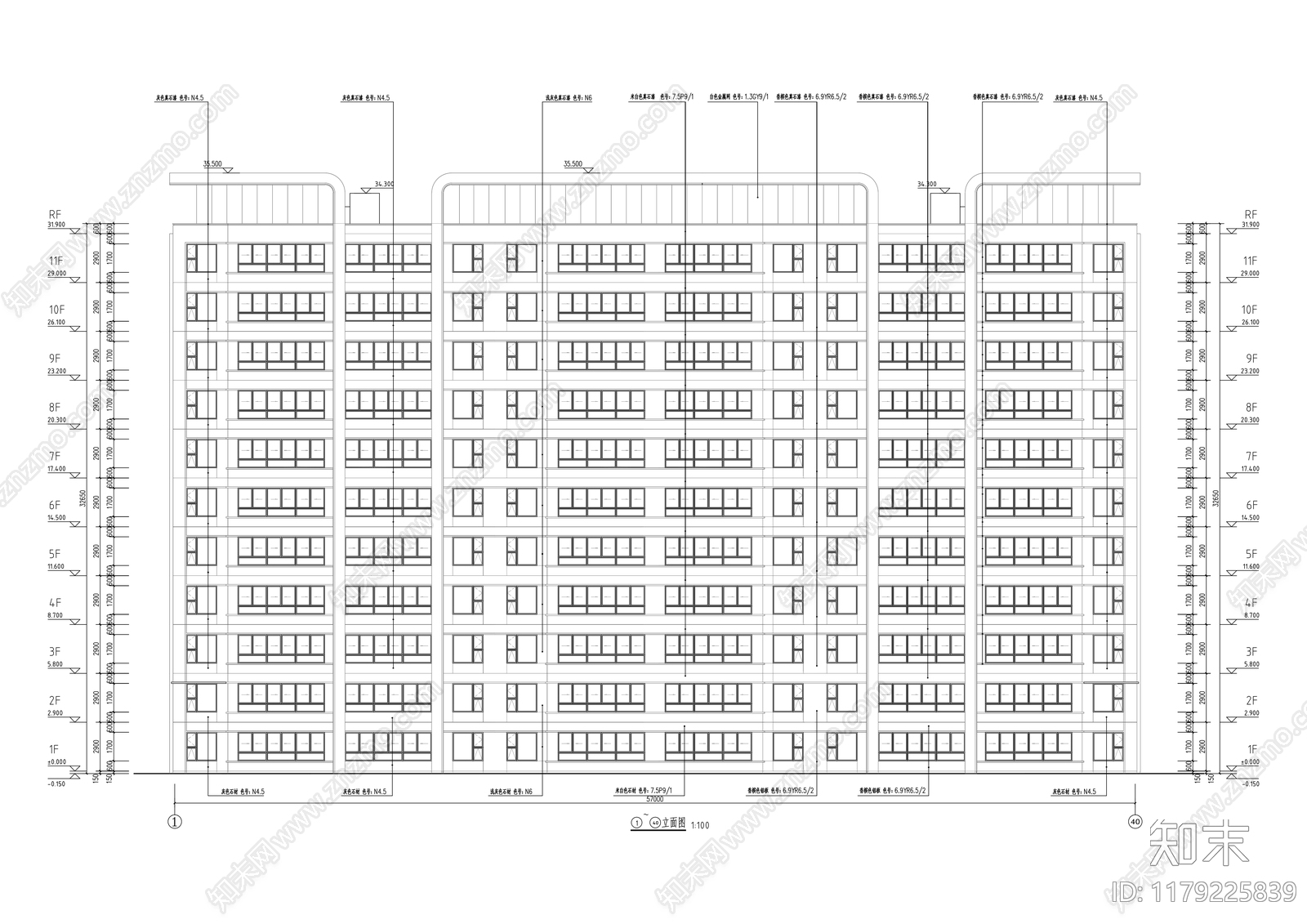 现代住宅楼建筑cad施工图下载【ID:1179225839】