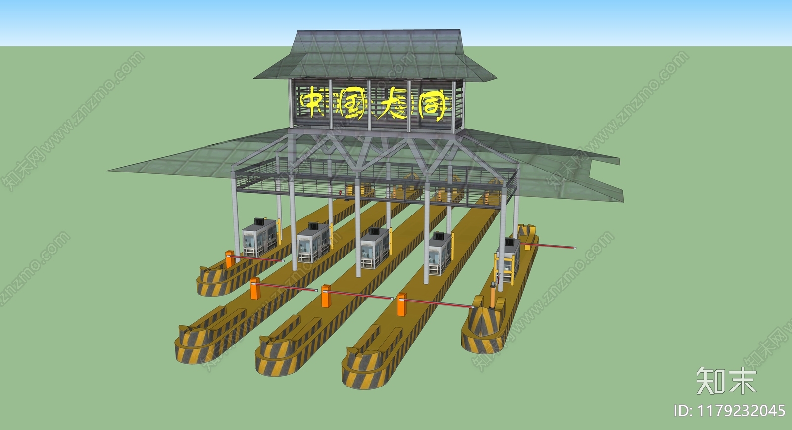 现代收费站SU模型下载【ID:1179232045】