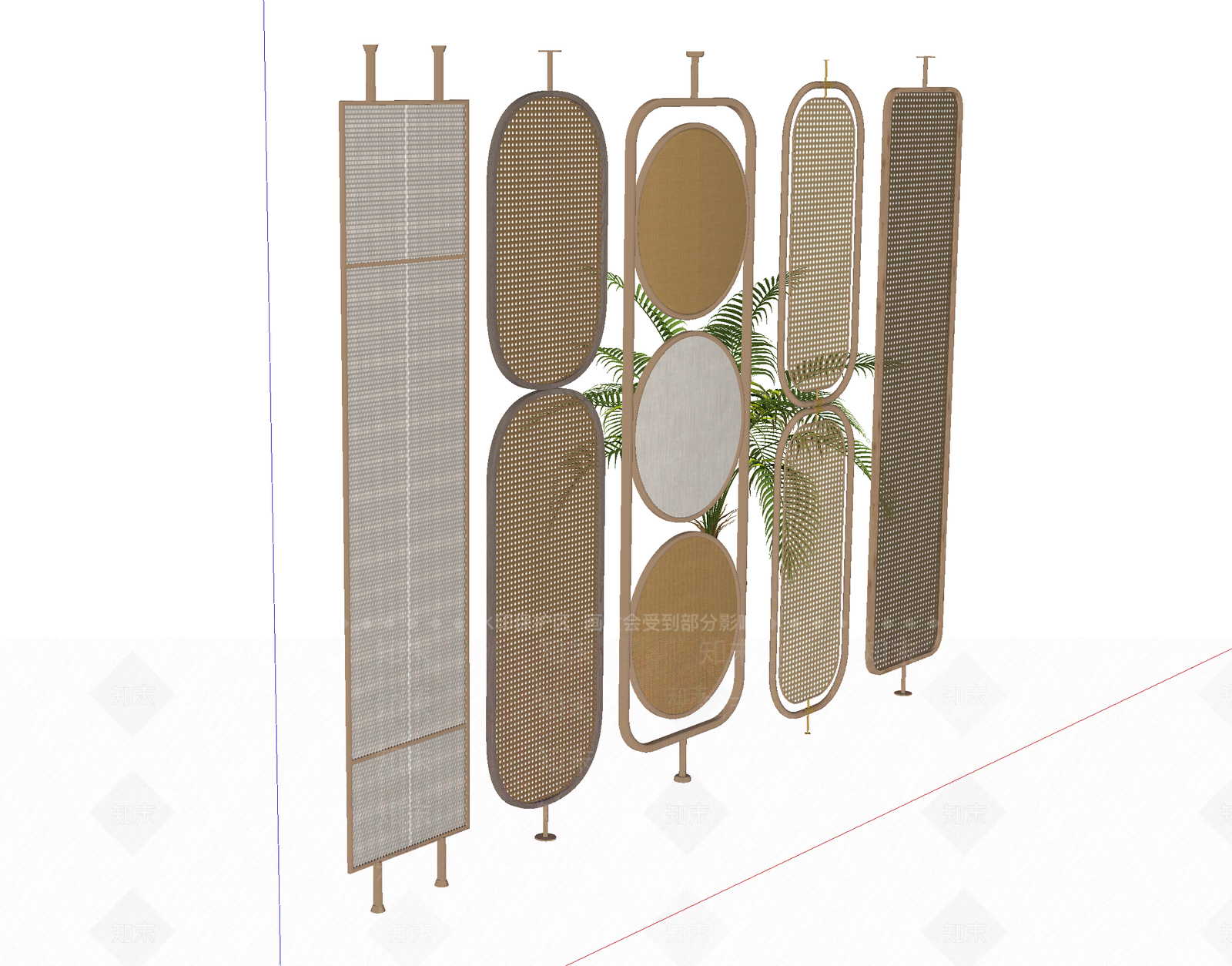 现代极简屏风SU模型下载【ID:1179232520】