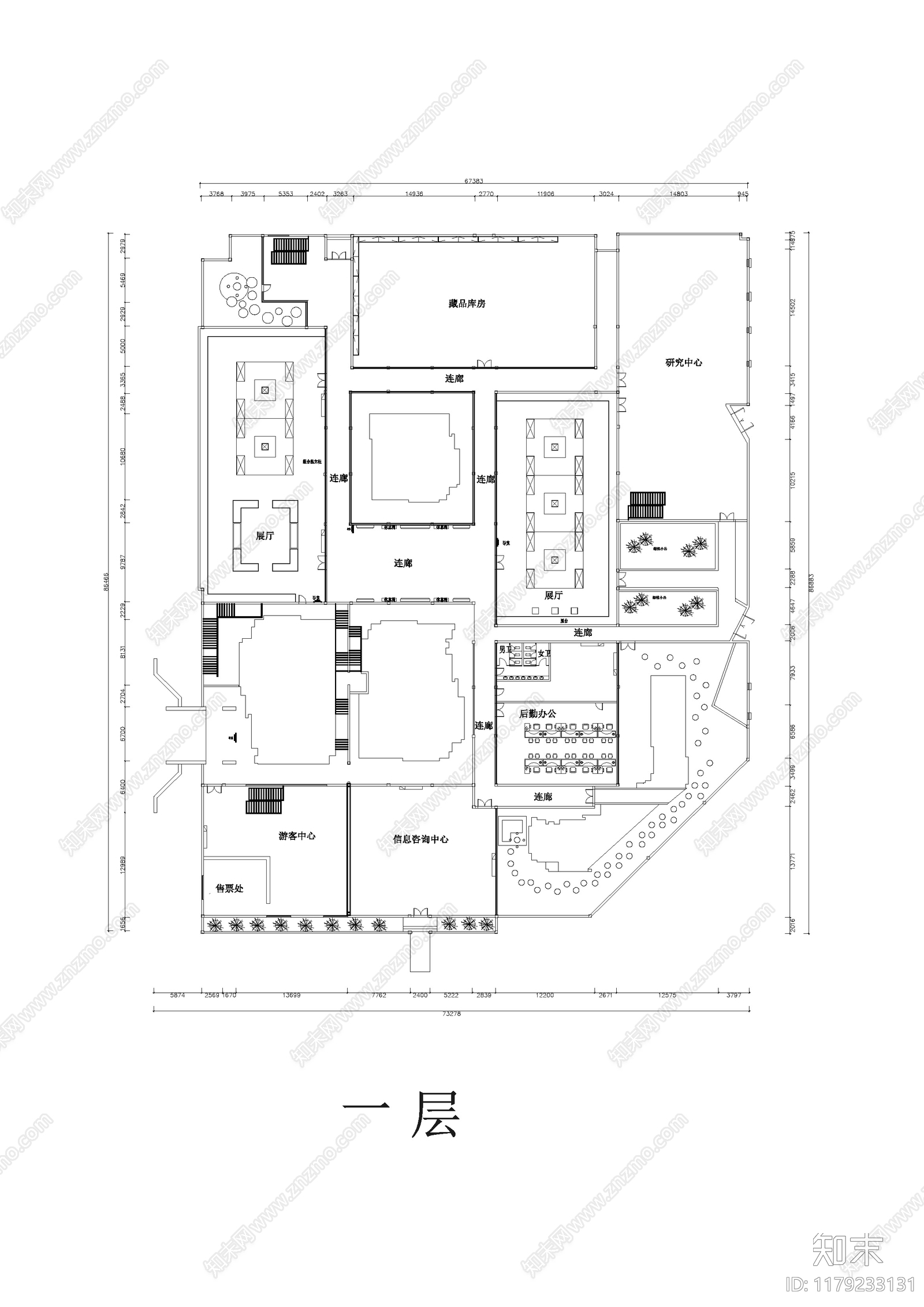 新中式博物馆建筑施工图下载【ID:1179233131】