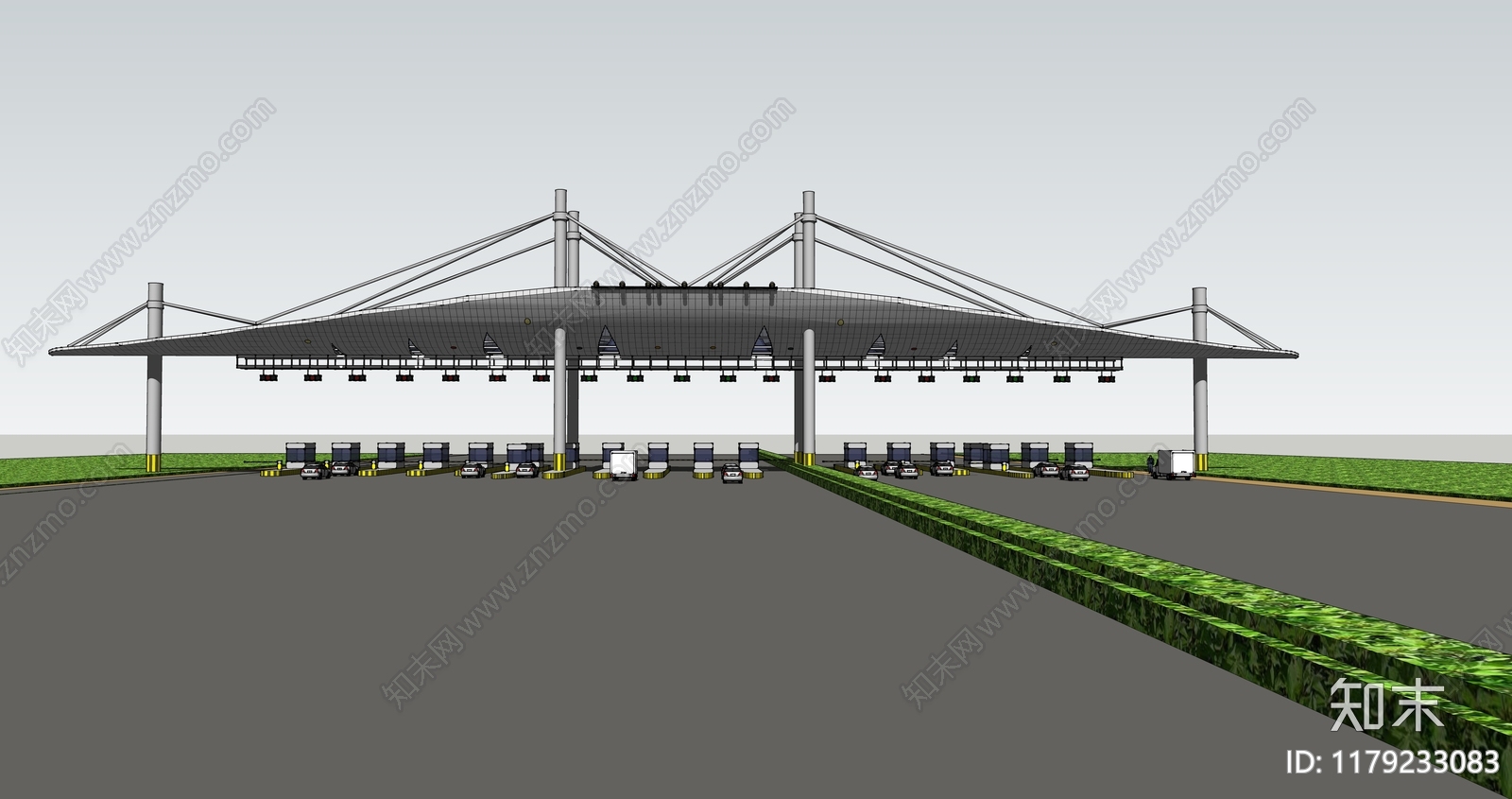 现代收费站SU模型下载【ID:1179233083】