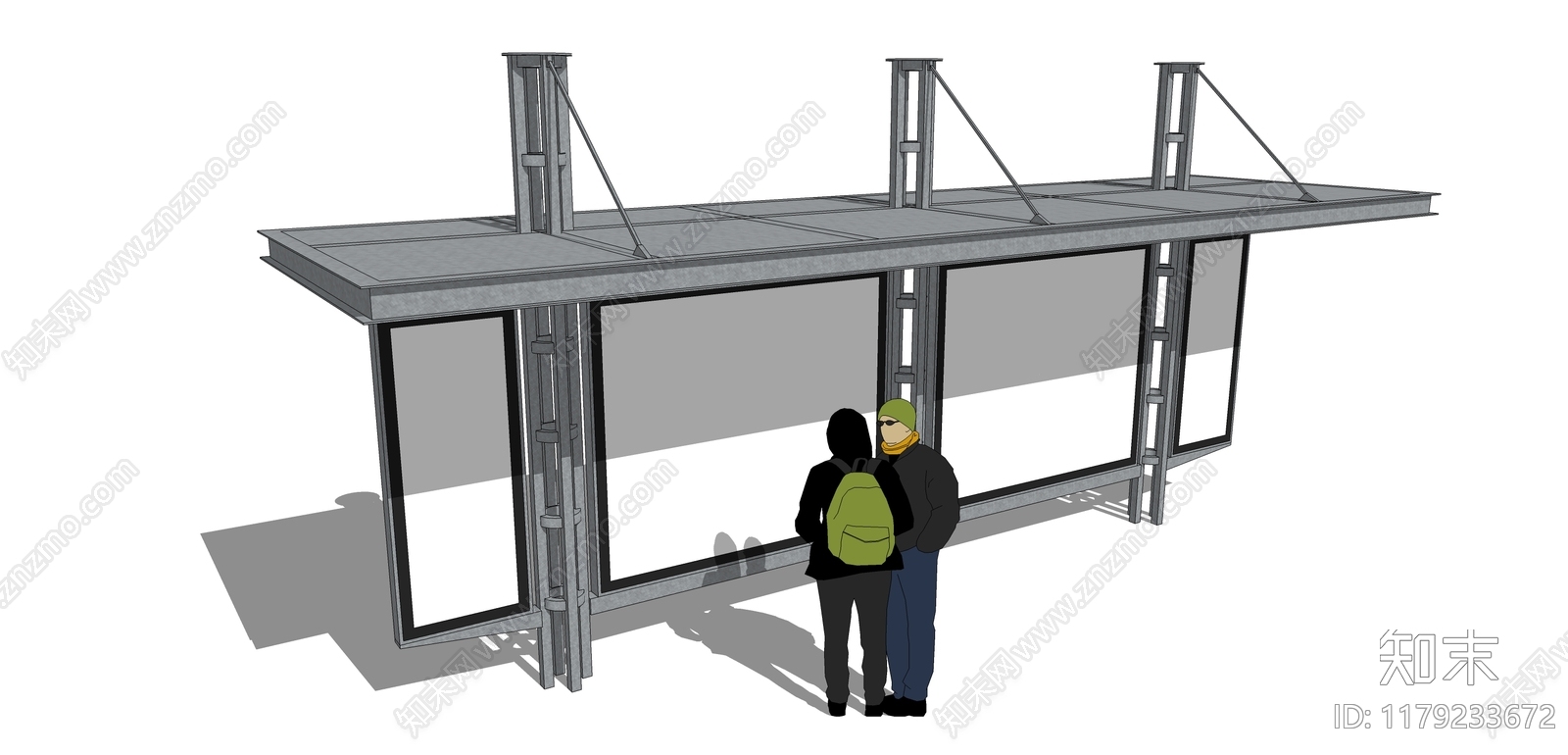 现代公交站台SU模型下载【ID:1179233672】
