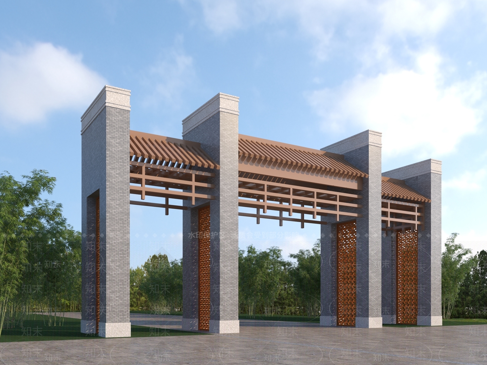 新中式其他公共建筑3D模型下载【ID:1179233979】