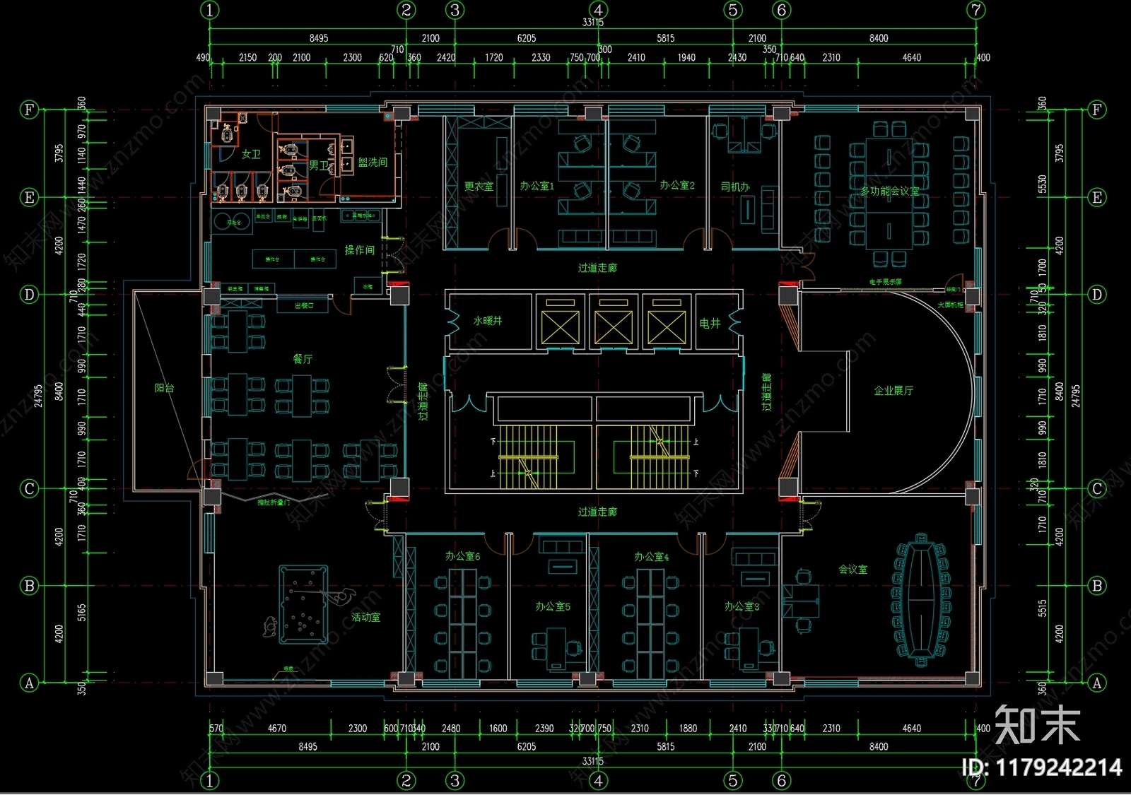 现代整体办公空间cad施工图下载【ID:1179242214】