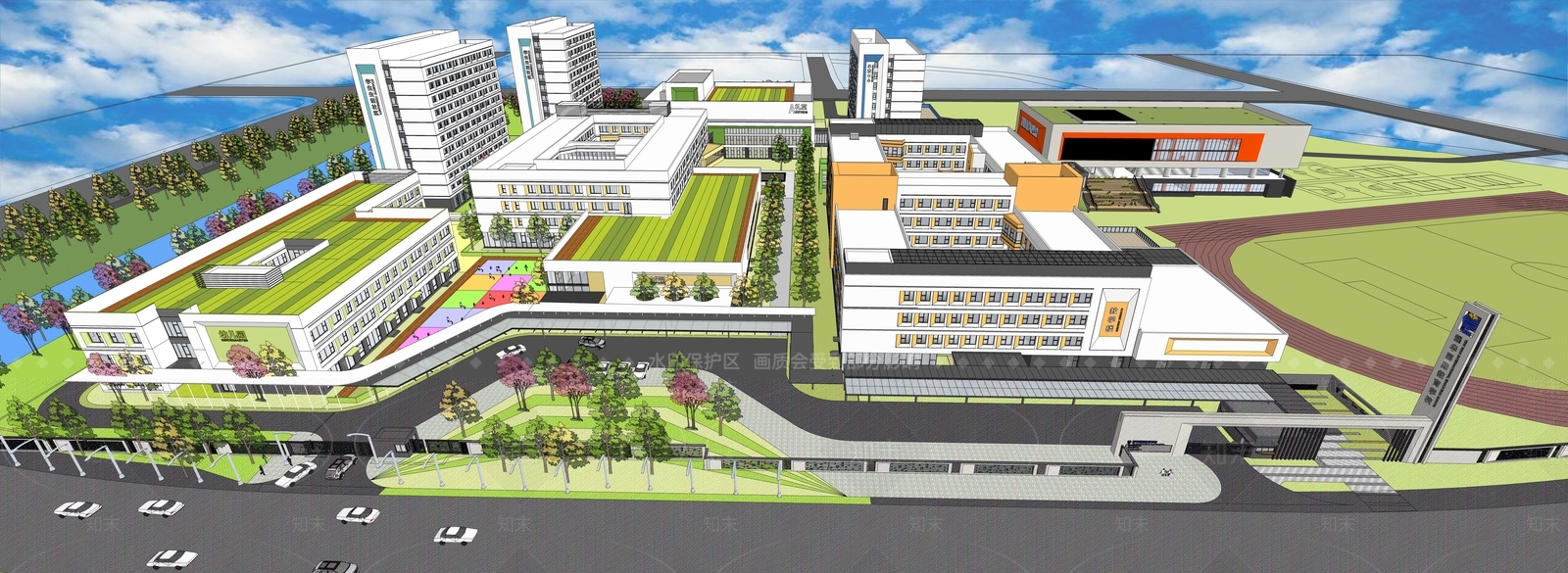 现代学校建筑SU模型下载【ID:1179243061】