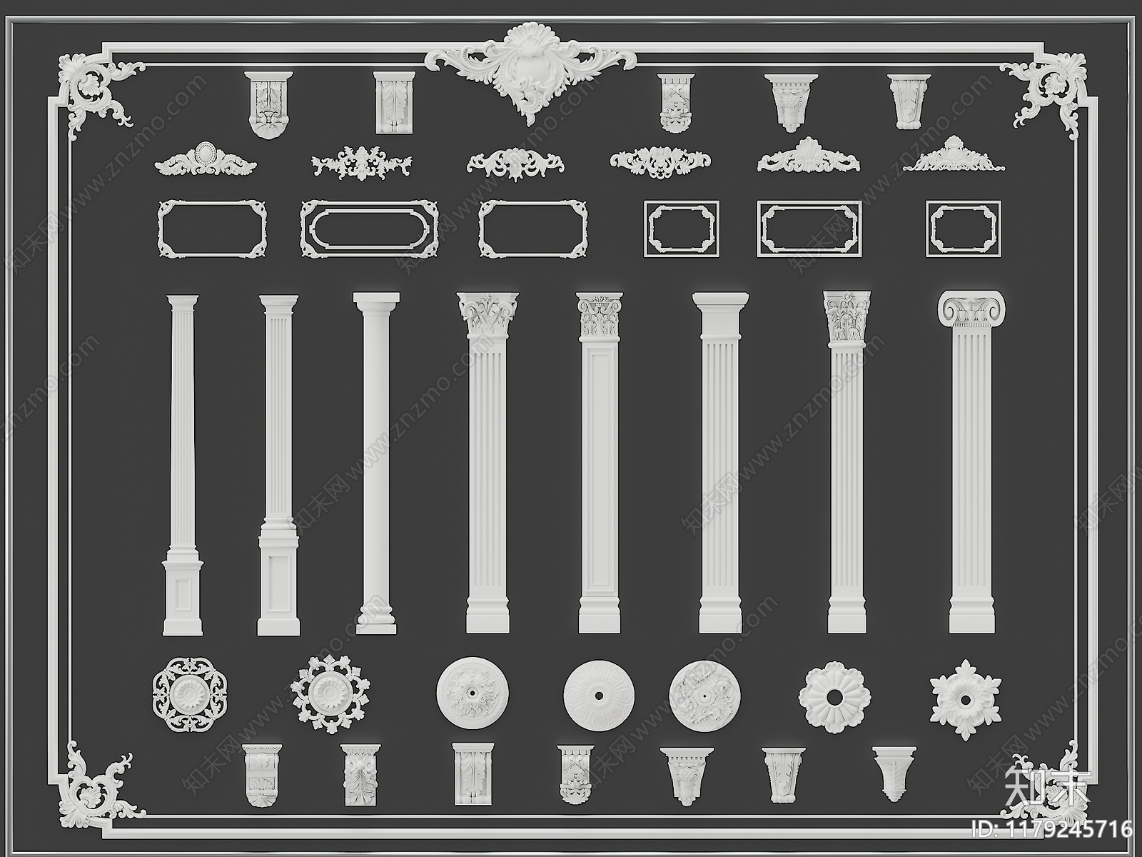 欧式柱子SU模型下载【ID:1179245716】