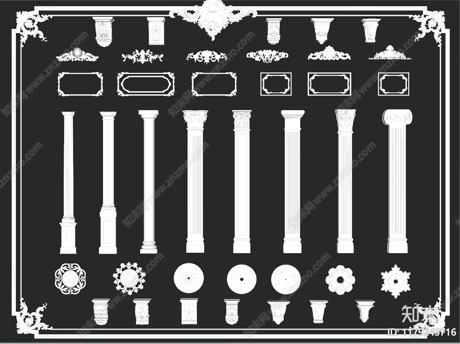 欧式柱子SU模型下载【ID:1179245716】