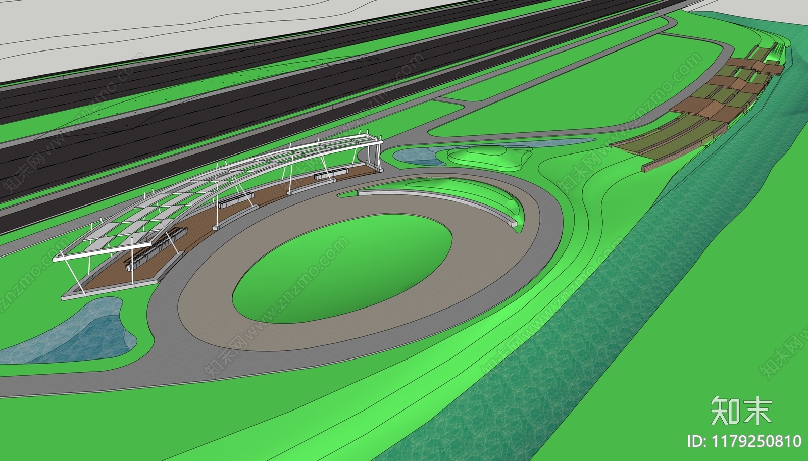现代滨水景观SU模型下载【ID:1179250810】