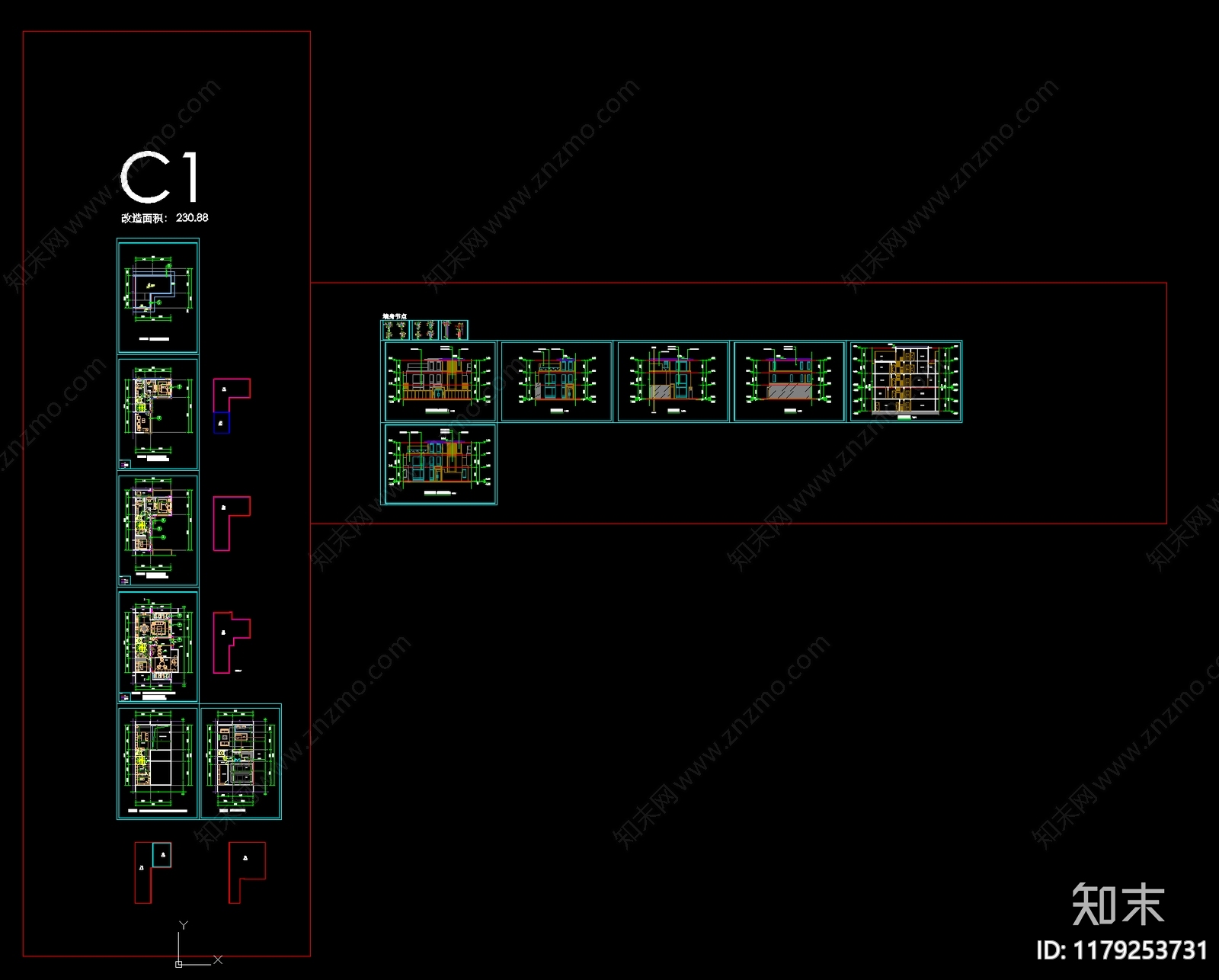 现代新中式别墅建筑施工图下载【ID:1179253731】