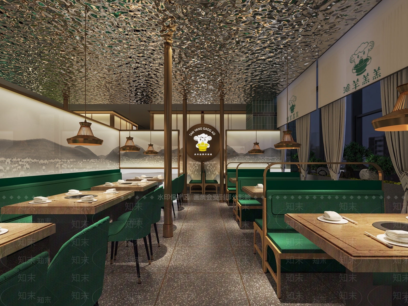 现代轻奢火锅店3D模型下载【ID:1179259403】